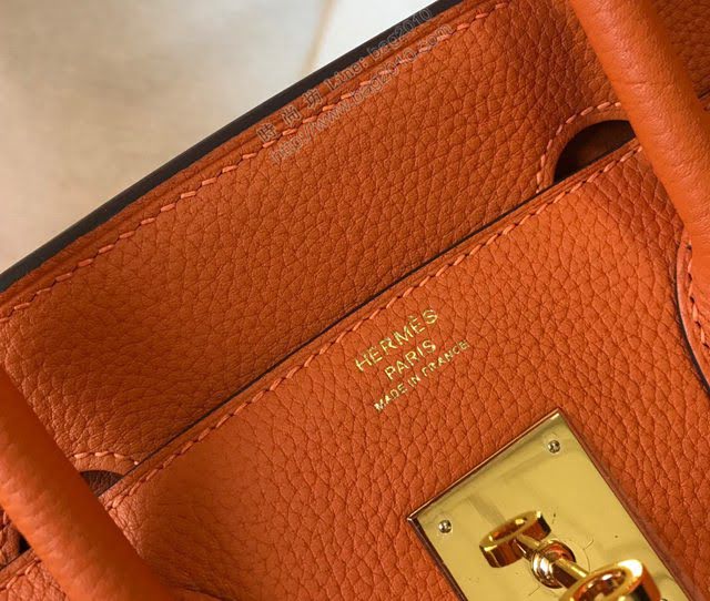 Hermes女包 愛馬仕Birkin Hermes鉑金包 togo小牛皮 橙色 金銀扣 Hermes手提女包  am1829